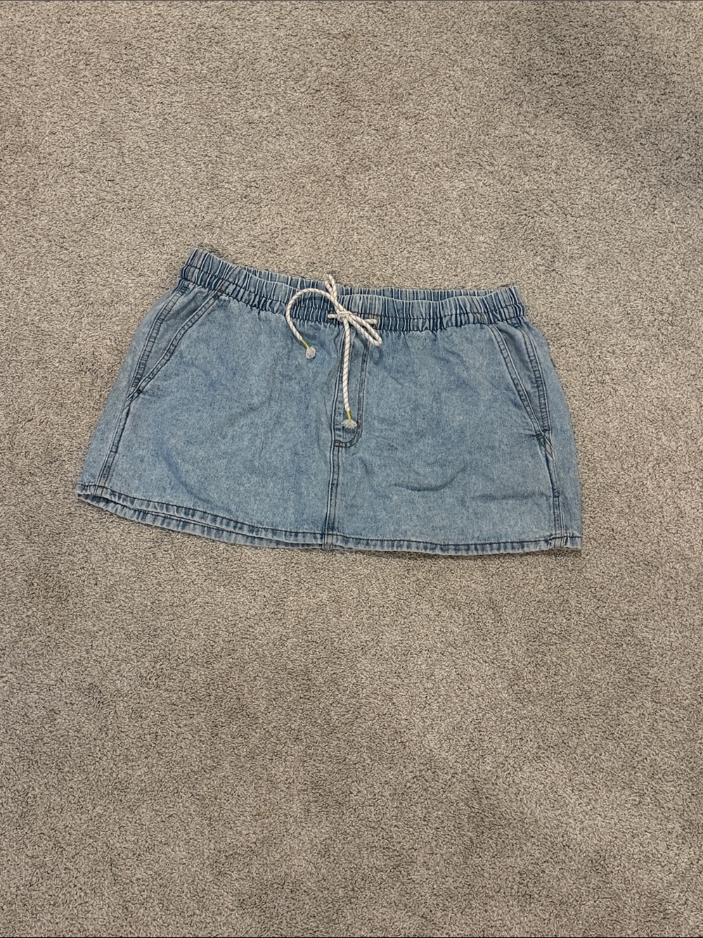 Universal Thread Light Blue Denim Mini Skirt with Drawstring